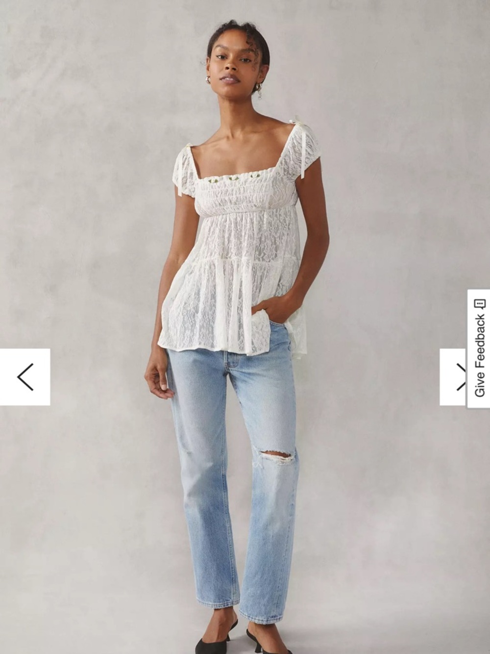 NWT Urban Outfitters White Lace Peplum Square-Neck Blouse